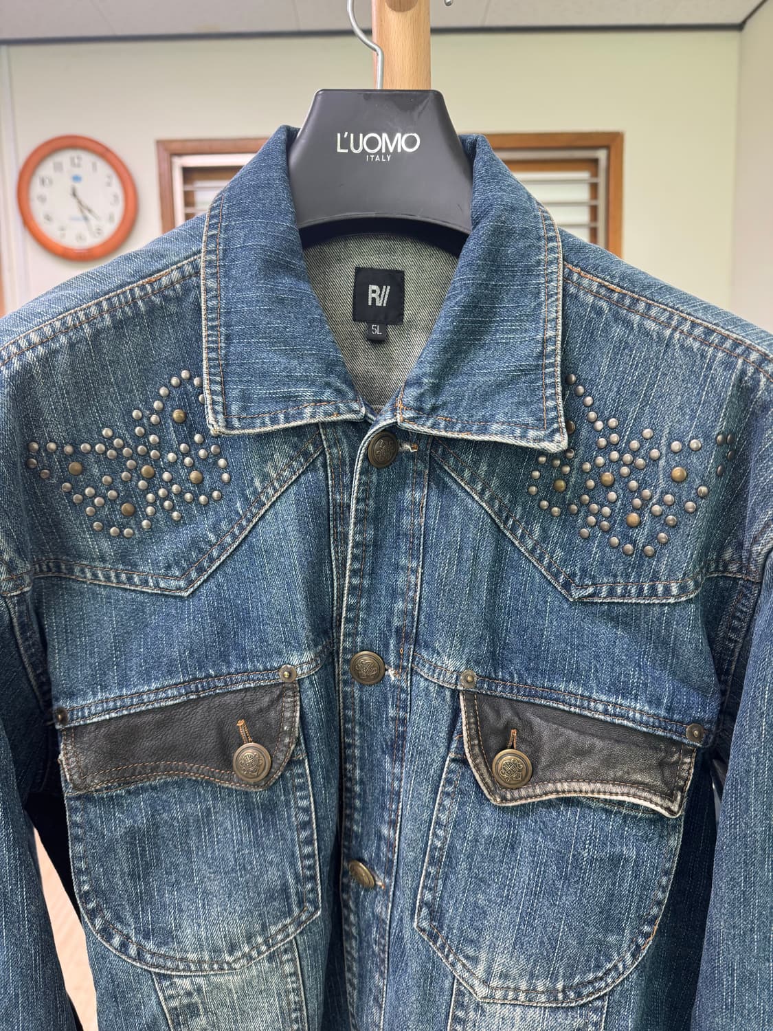 빈티지 나비 도트 디테일 청자켓 상품이미지3