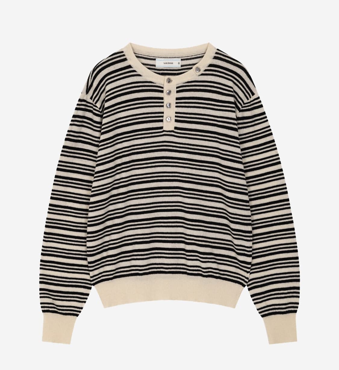 [Size 2] 웨이비니스 헨리넥 스트라이프 니트 아이보리 상품이미지4