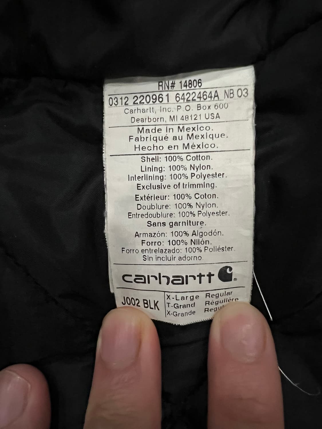 (XL)칼하트 아크틱 트레디셔널 자켓 J002 BLK 블랙 상품이미지5