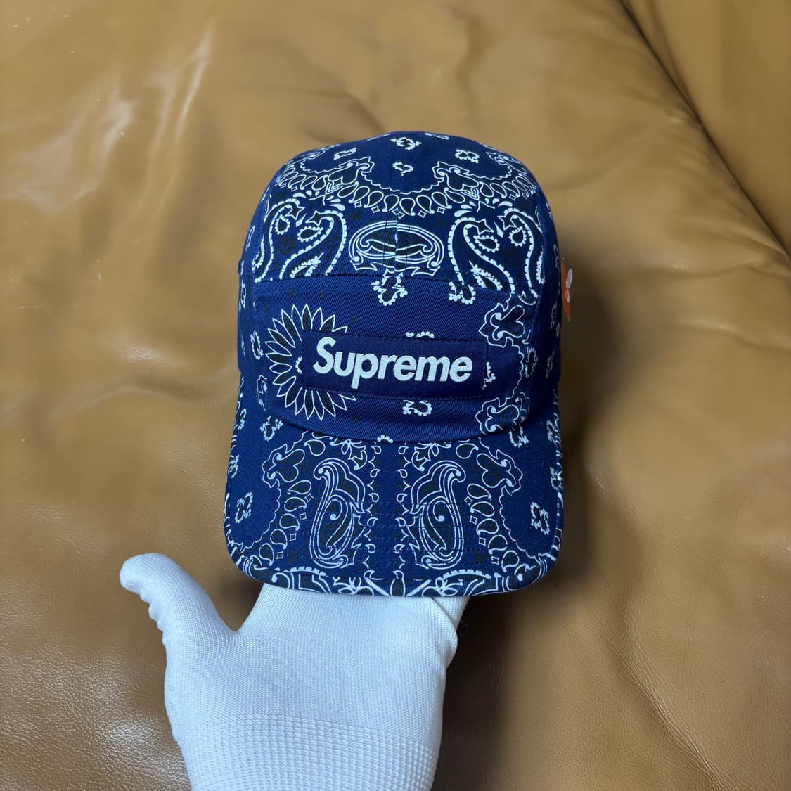 슈프림 캠프캡 모자 박스로고 21ss 반다나 네이비 상품이미지3