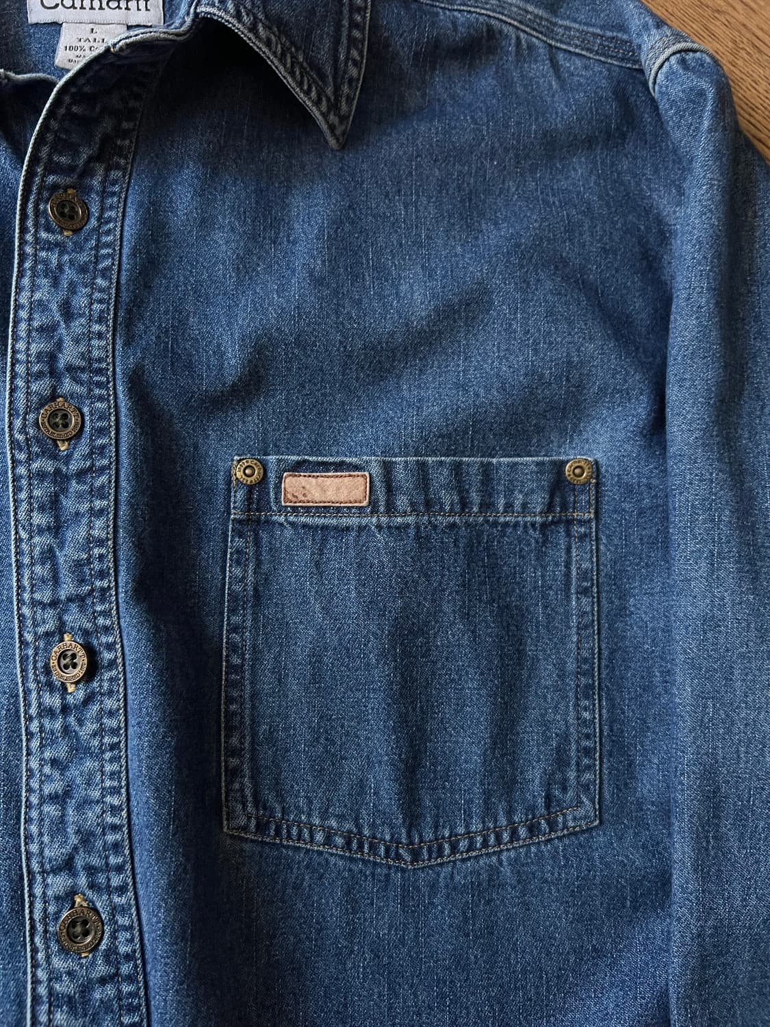 [L]칼하트 USA 빈티지 워싱 2포켓 데님 워크 셔츠 상품이미지3