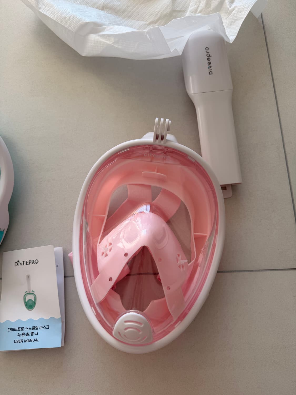 다이브프로 스노쿨링 마스크 새상품급 2개 XL 핑크 그린 상품이미지2
