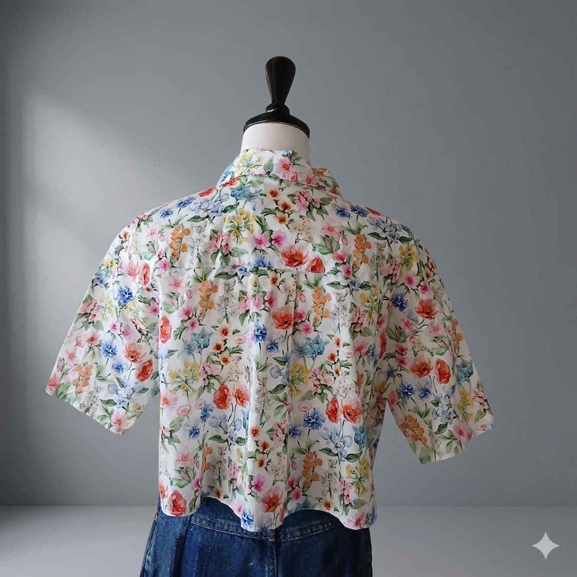 [R13] 플라워패턴 크롭 반팔셔츠 상품이미지2