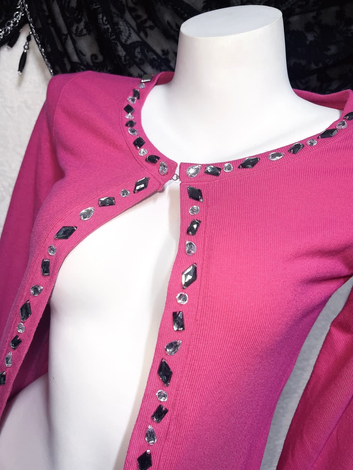 마젠타 핑크 히메갸루 오네 로맨틱 로걀 큐빅 가디건 볼레로 섹시 핀터 상품이미지1