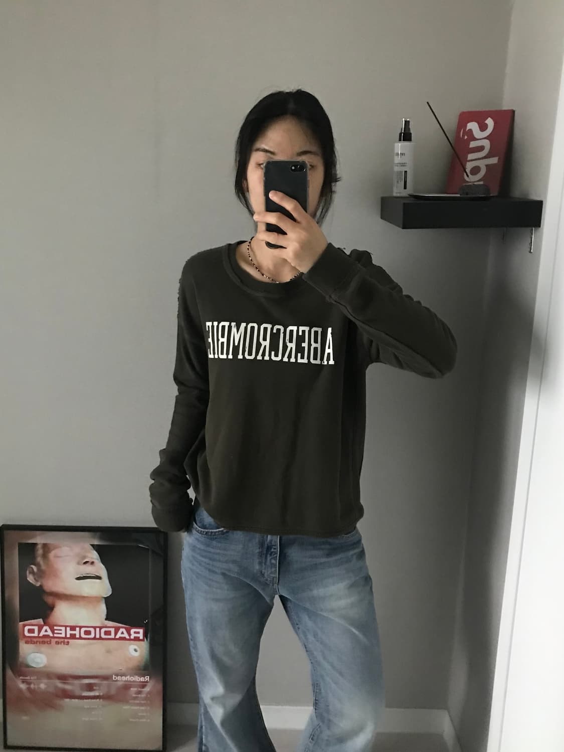 아베크롬비 중앙 프린팅 카키 롱 슬리브티 상품이미지4