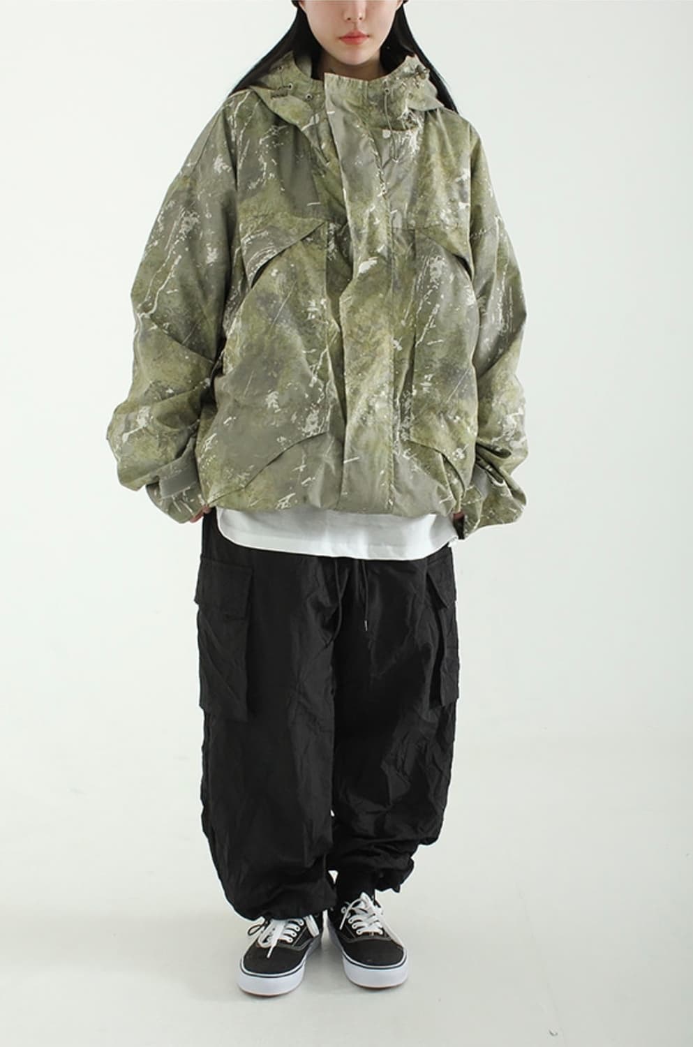 [FREE] 타이다이 패턴 프린팅 후드 아노락 상품이미지3