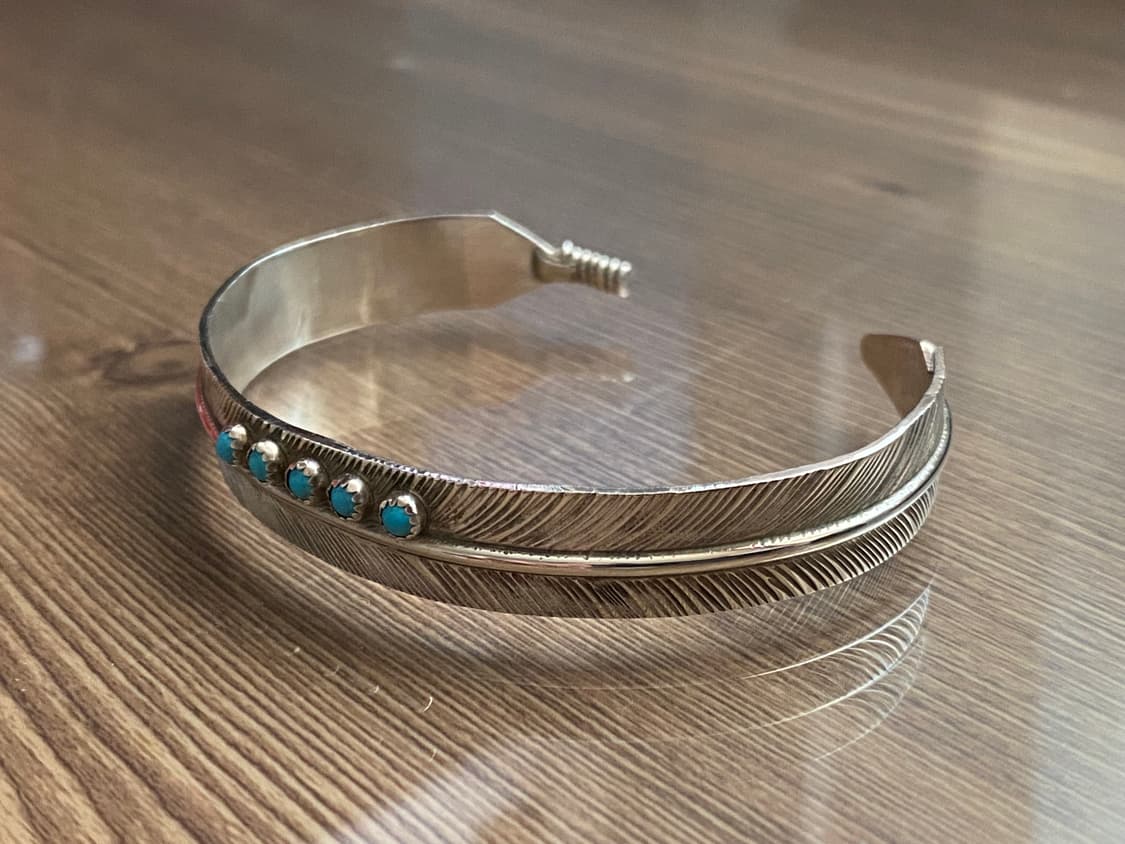 딘 브라운 인디언주얼리 나바호 은 실버 뱅글 팔찌 판매합니다. 상품이미지3