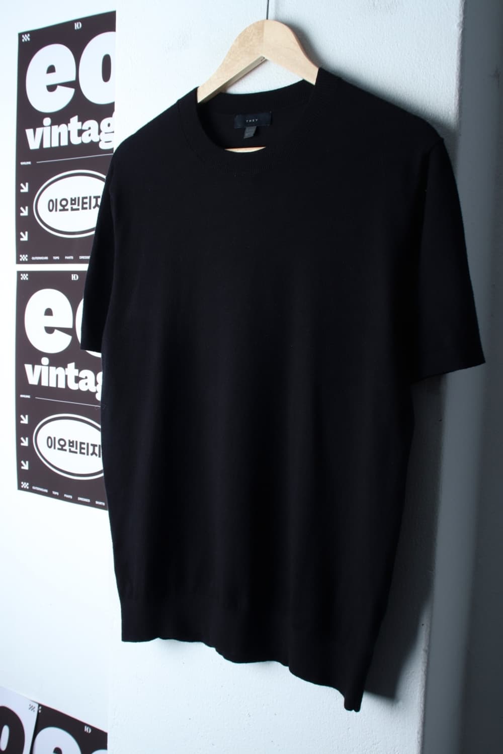 (L-XL) 데이 반팔 티셔츠 니트 무지 블랙-H33182 상품이미지1