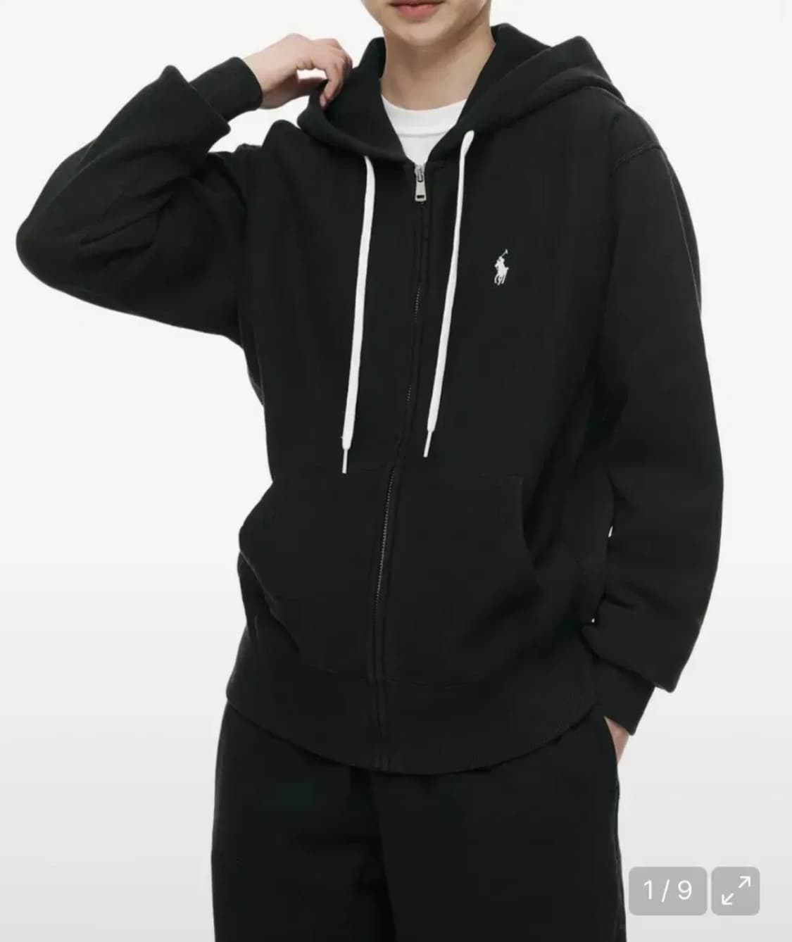 폴로 집업 후드 후디 블랙 상품이미지3