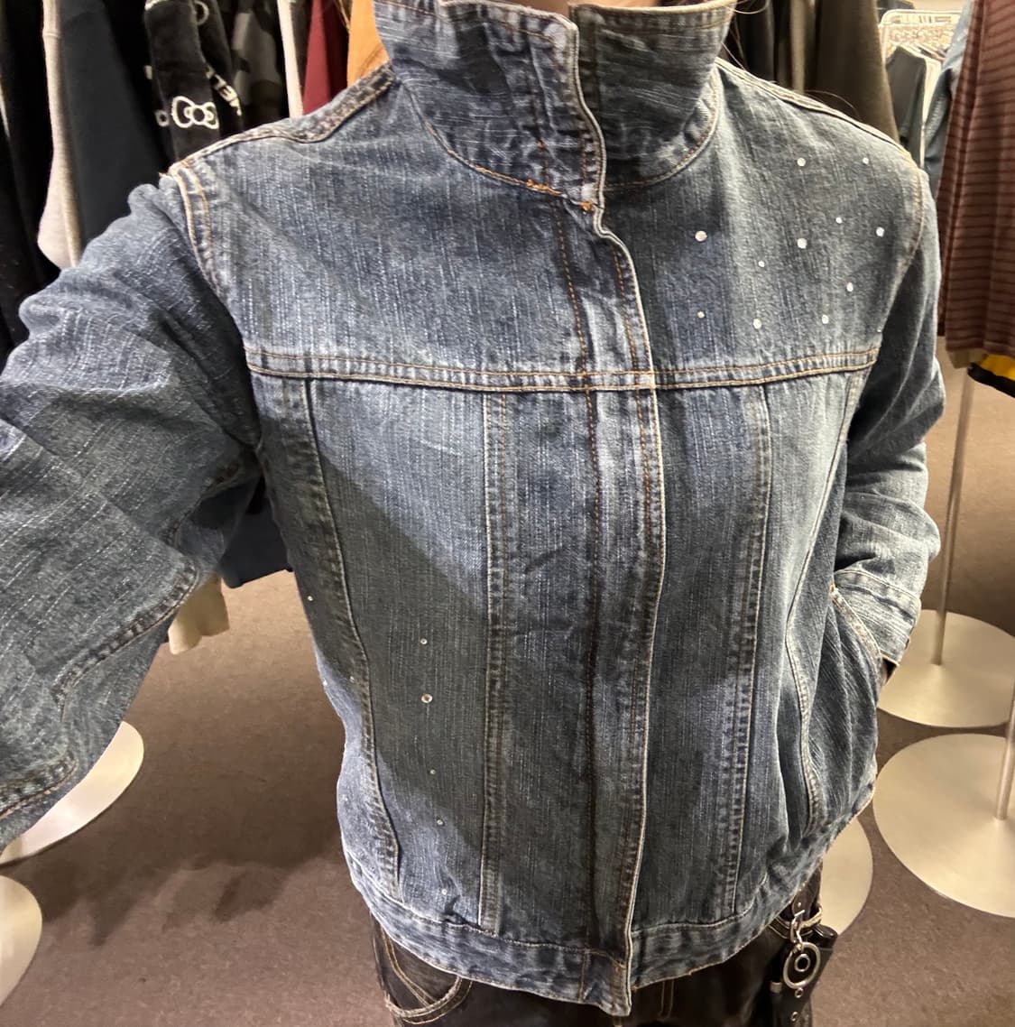 L)Avarice 빈티지 여성 비즈 디테일 데님 집업 자켓 상품이미지4