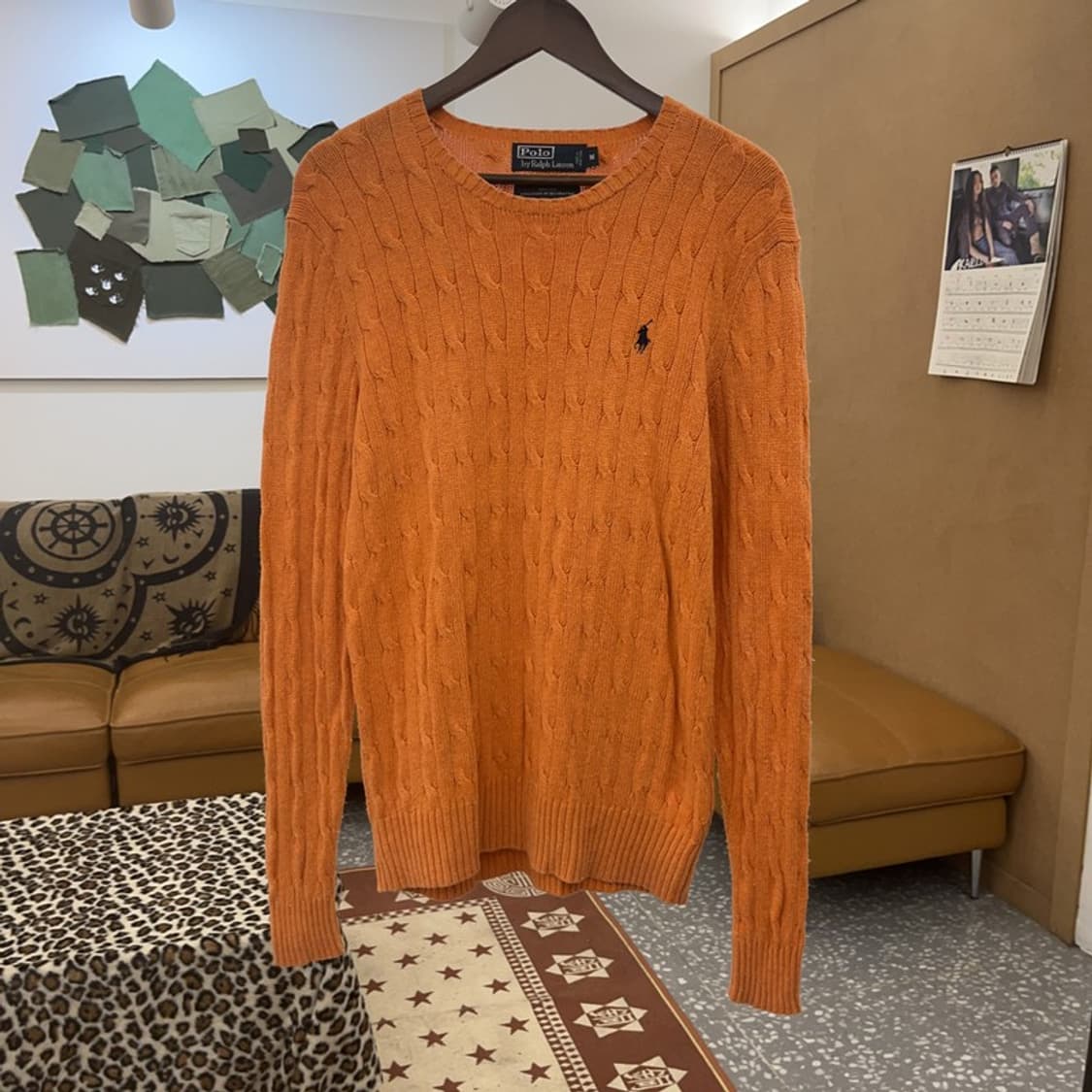 폴로 랄프로렌 Y2K 키치 오렌지 꽈배기 니트 M C09334 상품이미지3