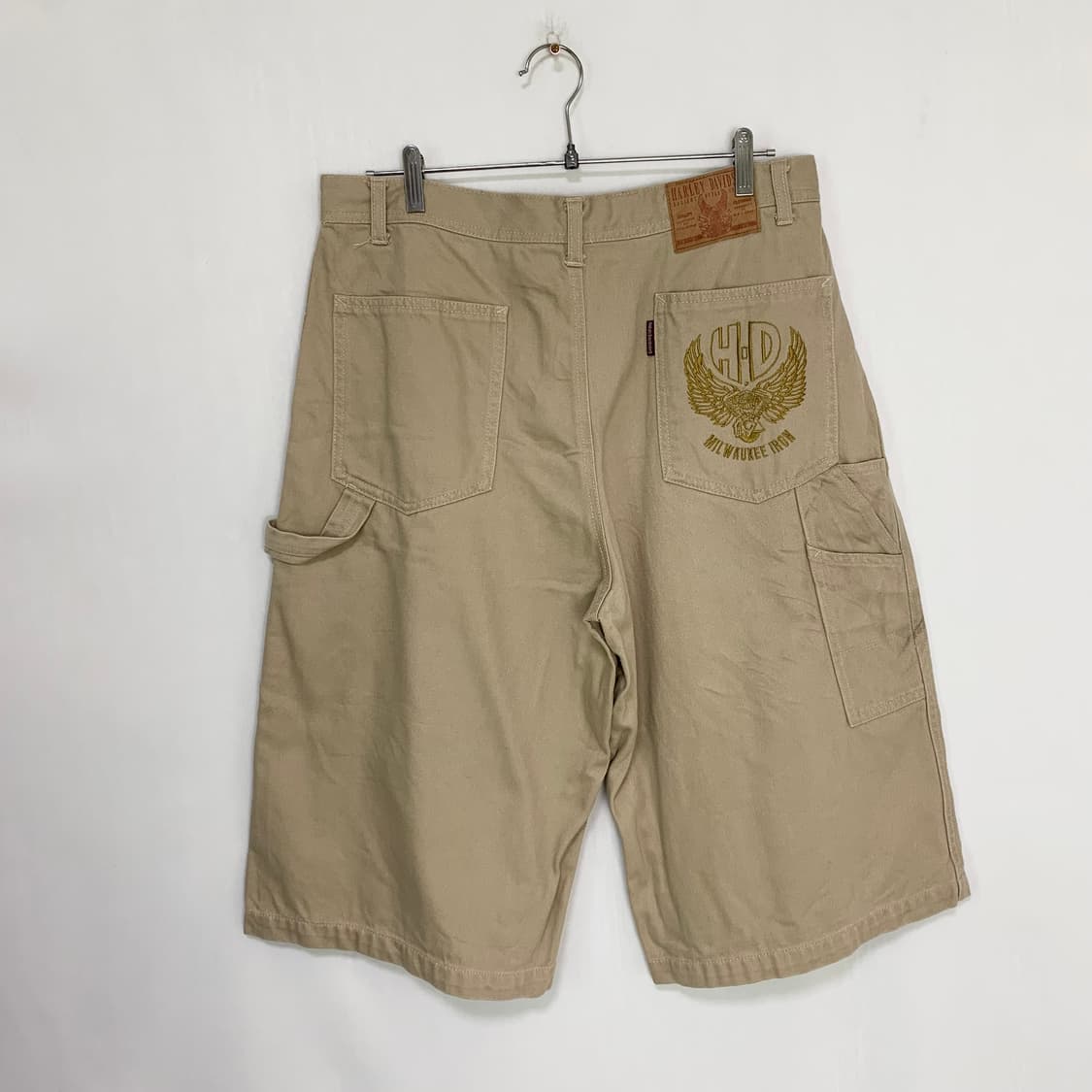할리데이비슨 포켓 자수 빈티지 버뮤다 팬츠 카고바지 베이지 33인치 상품이미지4