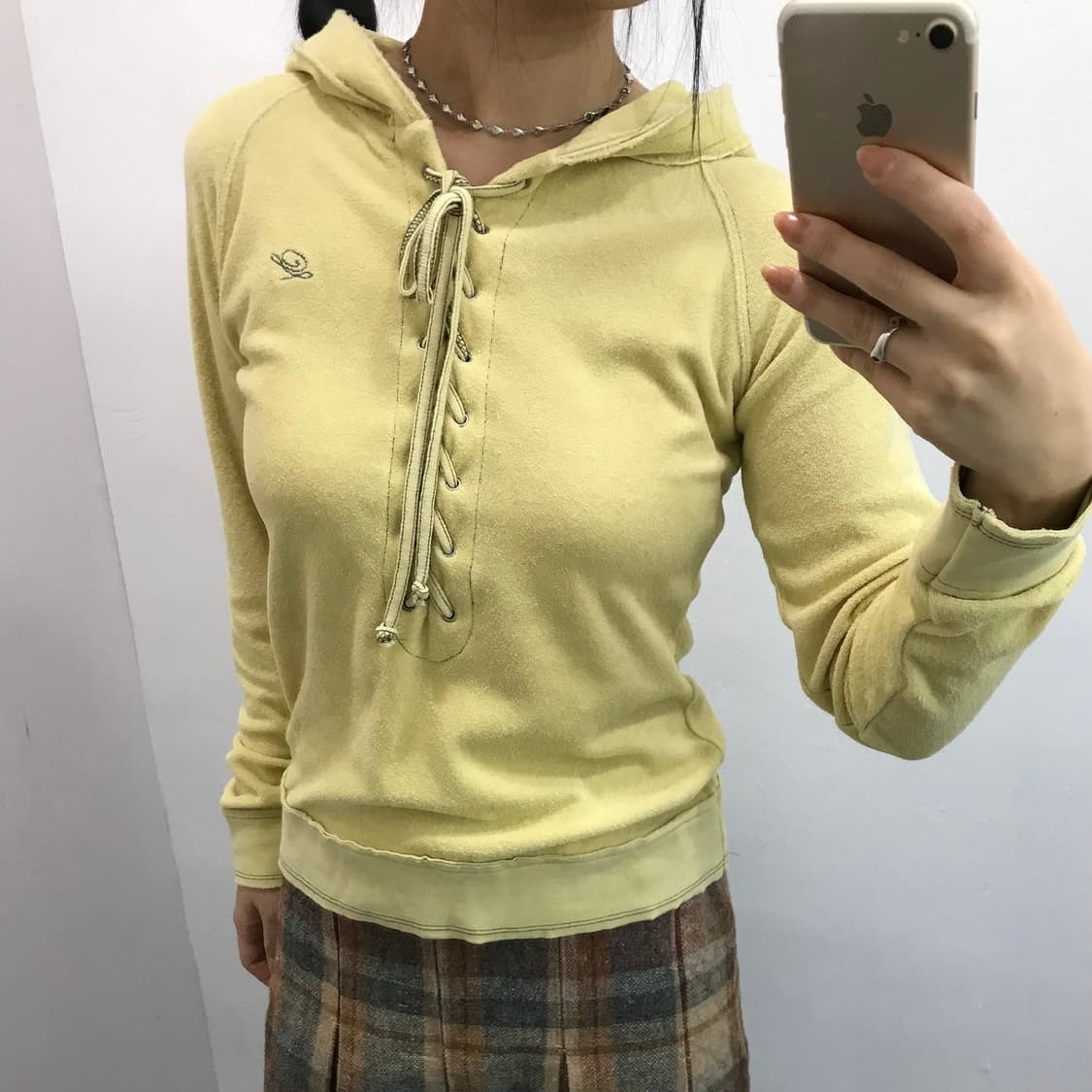 테리 아일렛 후드 긴팔티 상품이미지2