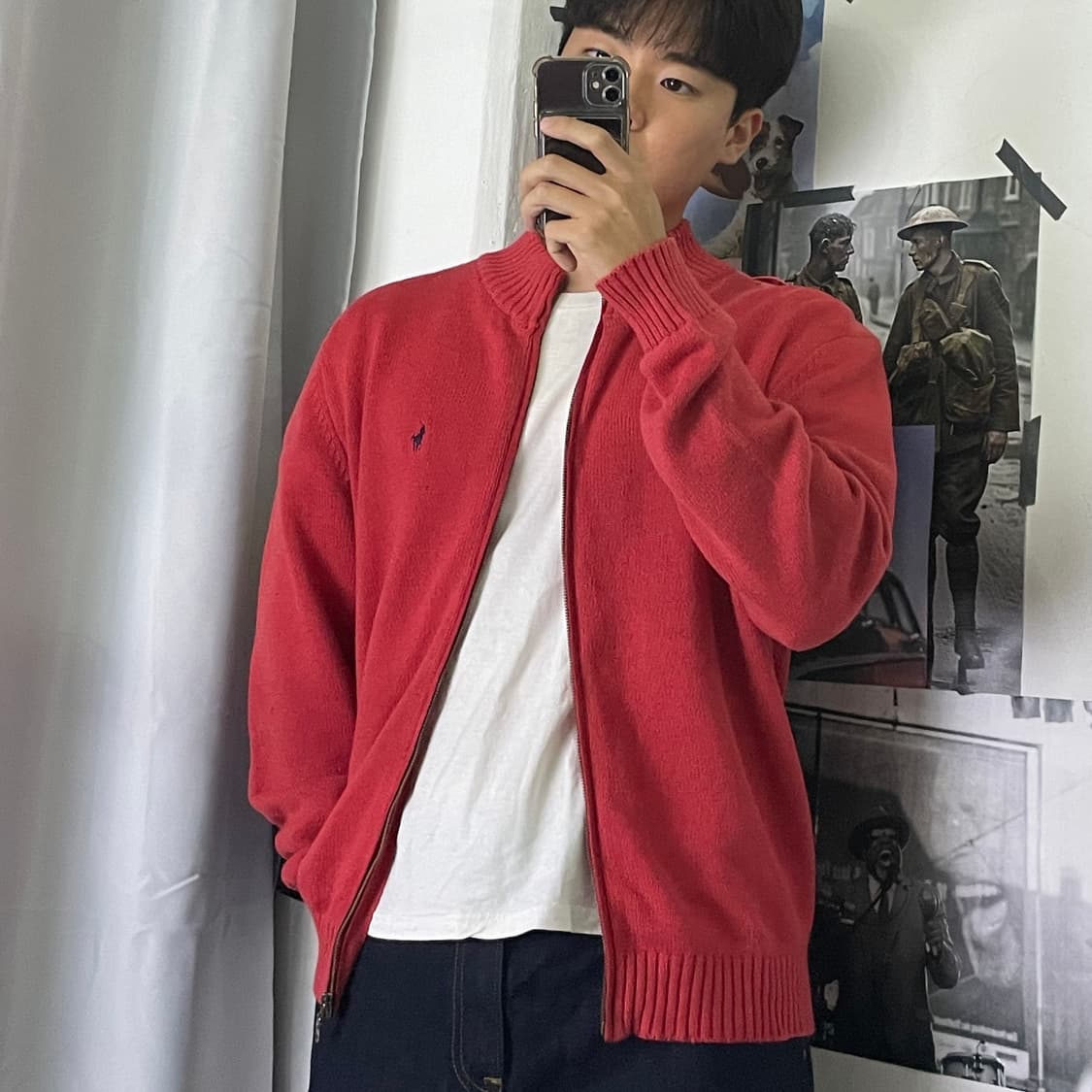 폴로 랄프로렌 레드 스웨터 집업 L  상품이미지2