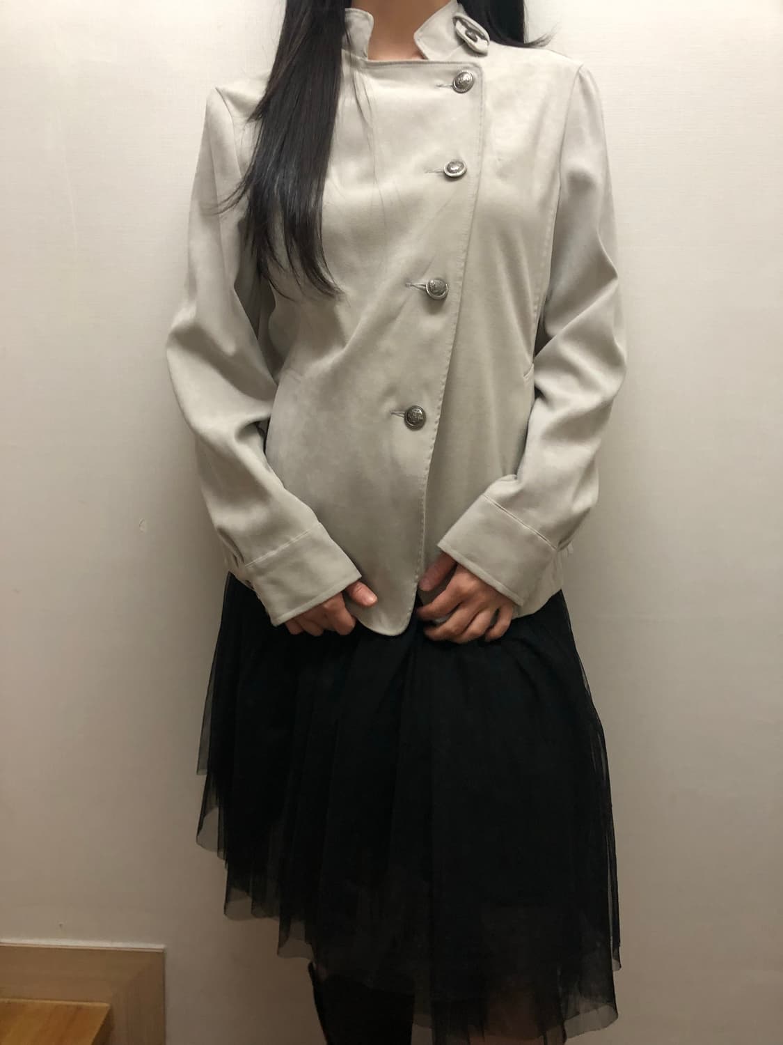 빈티지 라이트그레이 스웨이드 버튼 자켓 상품이미지7