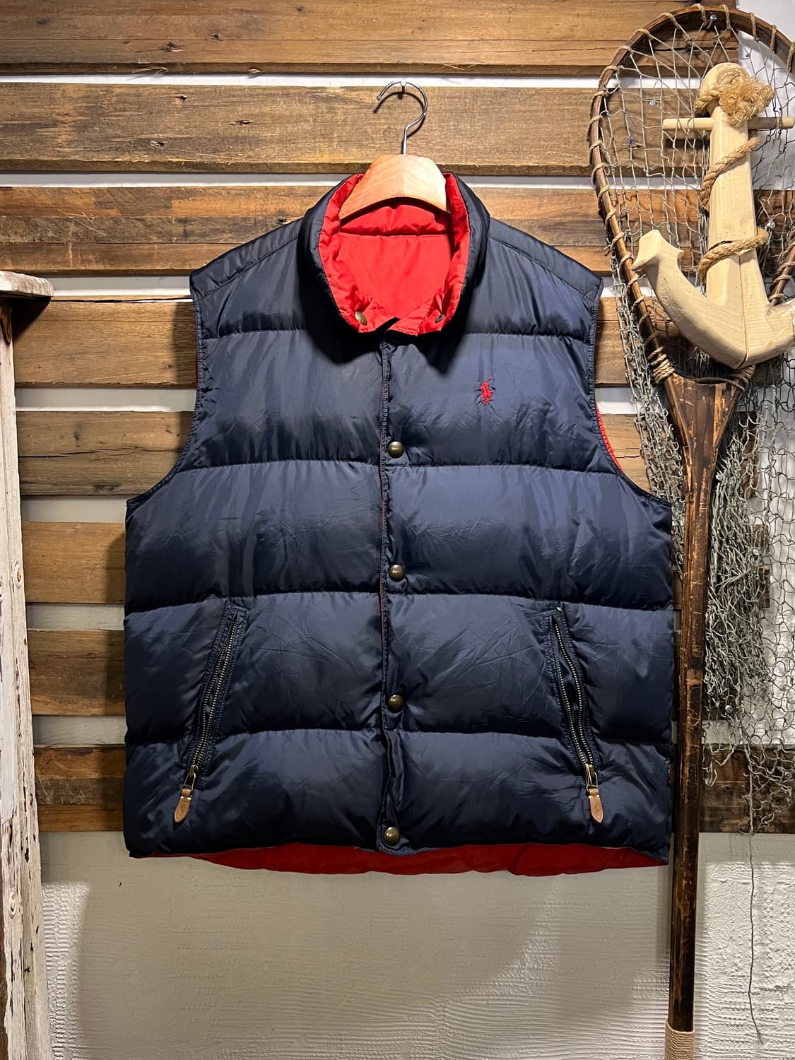 [L]폴로 랄프로렌 네이비 레드 리버시블 패딩 베스트 상품이미지1