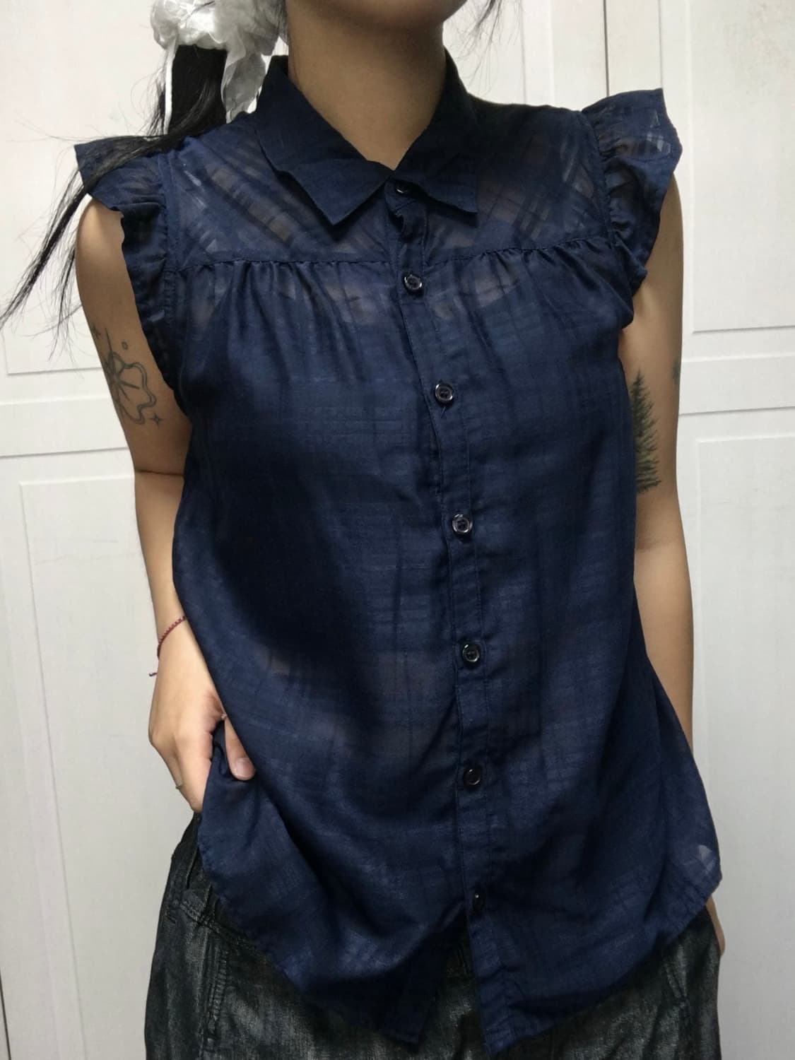 check frill blouse 상품이미지2