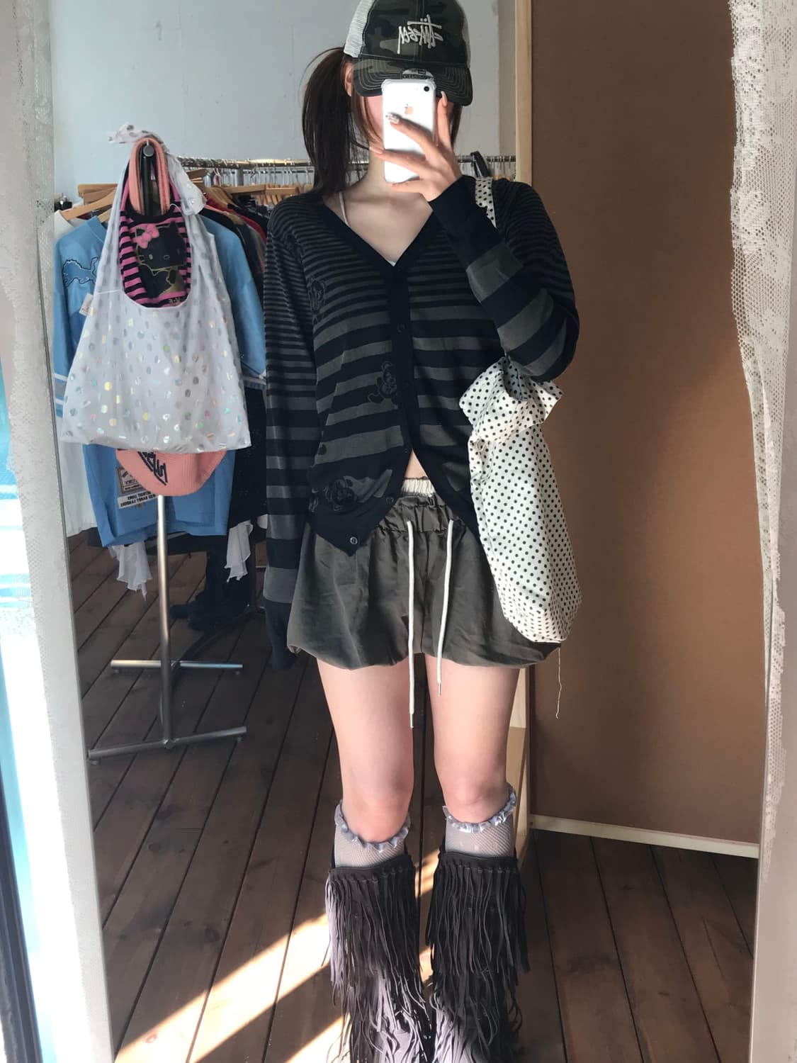 히스테릭글래머 퍽베어 카키 가디건 상품이미지4