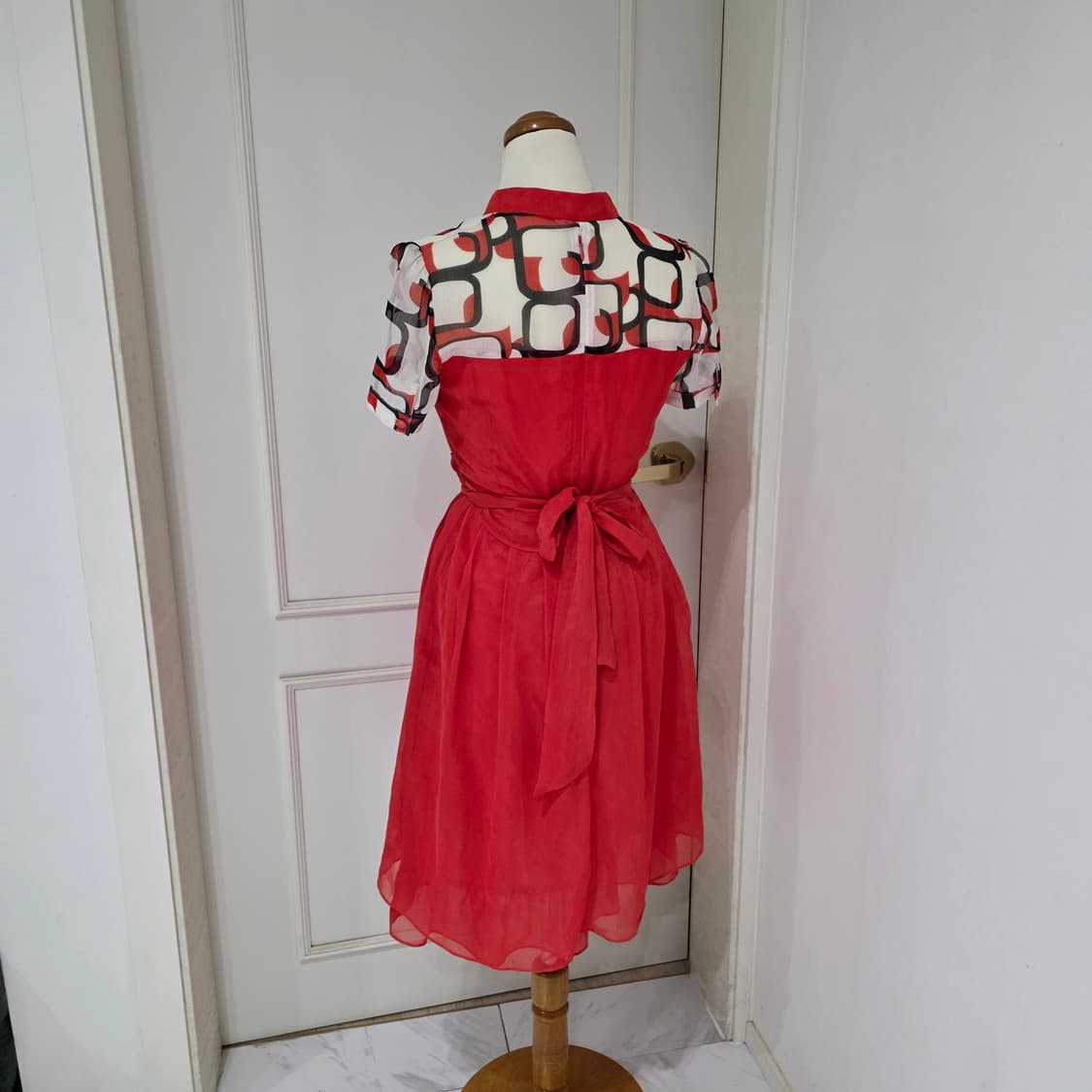 빈티지) 쉬폰 플레어 보헤미안 패턴 글리터 모리걸 시스루 원피스 상품이미지2