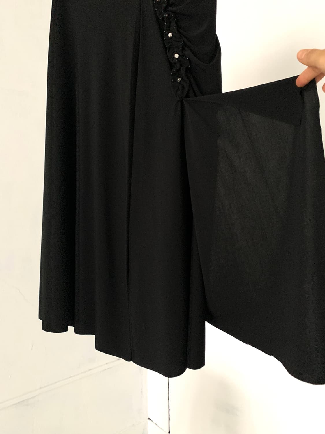 Black Shirring Detail Layered point Long 상품이미지7