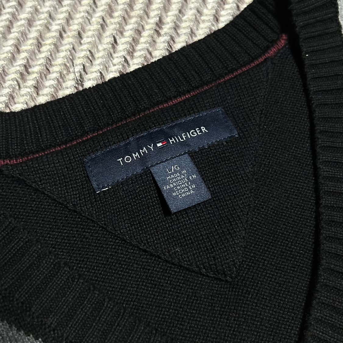 [XL] Tommy 타미힐피거 아가일패턴 브이넥 니트 조끼 상품이미지5