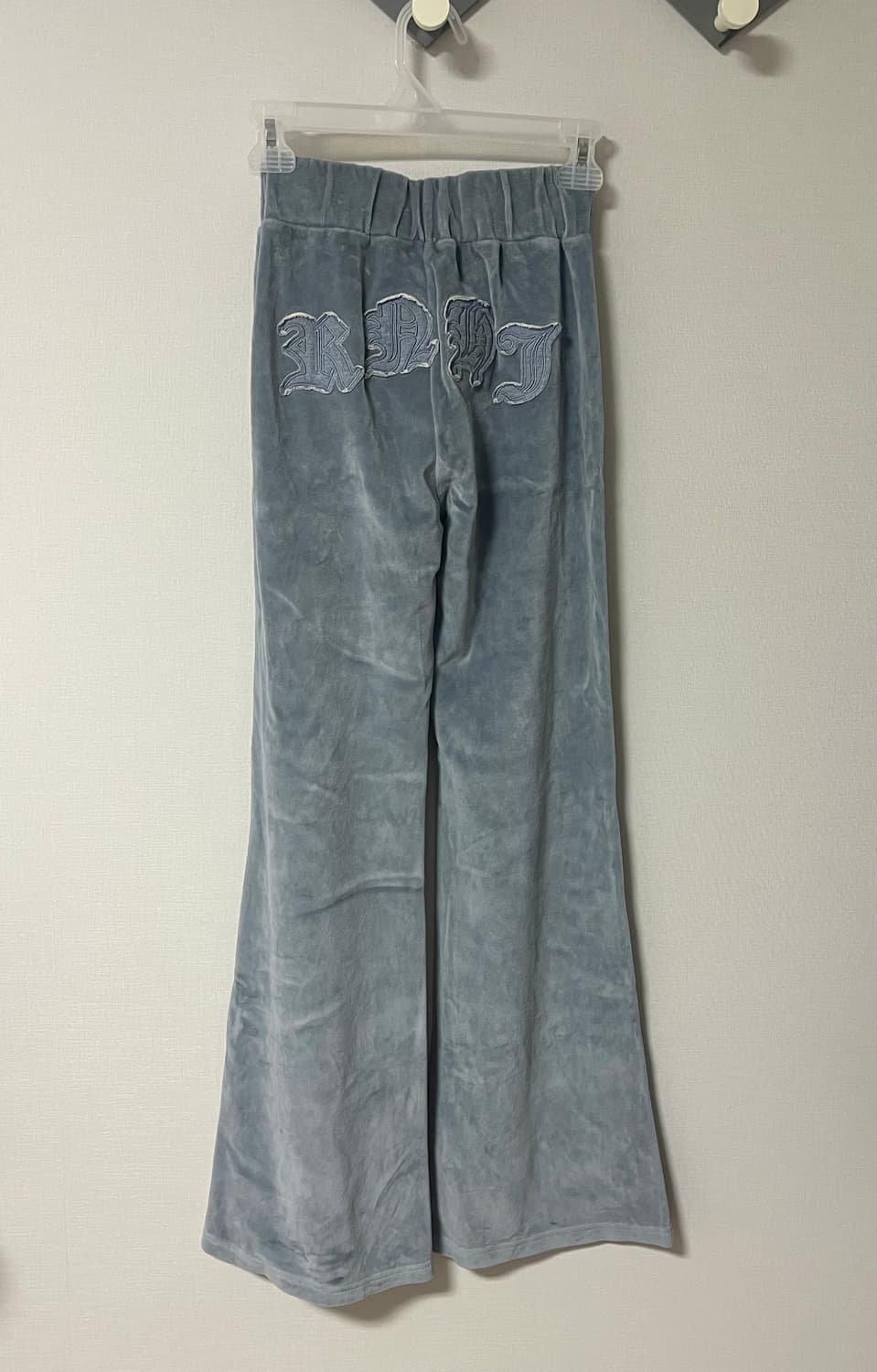 러닝하이 프린지 엠브로더리 벨벳 슬림 팬츠 [블루 그레이] 상품이미지6