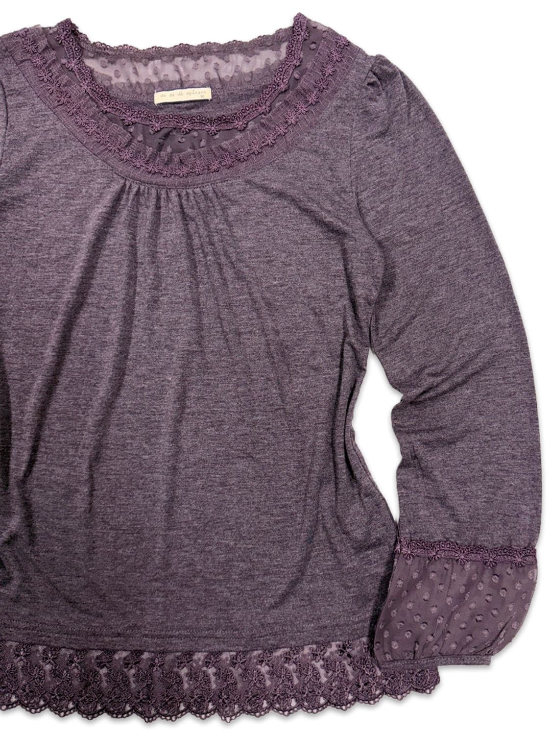 빈티지 da da de epatant 레이스 도트 모리 긴팔티 상품이미지2