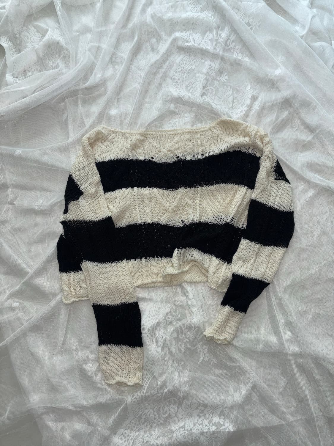 스트라이프 오프숄더 니트 상품이미지3