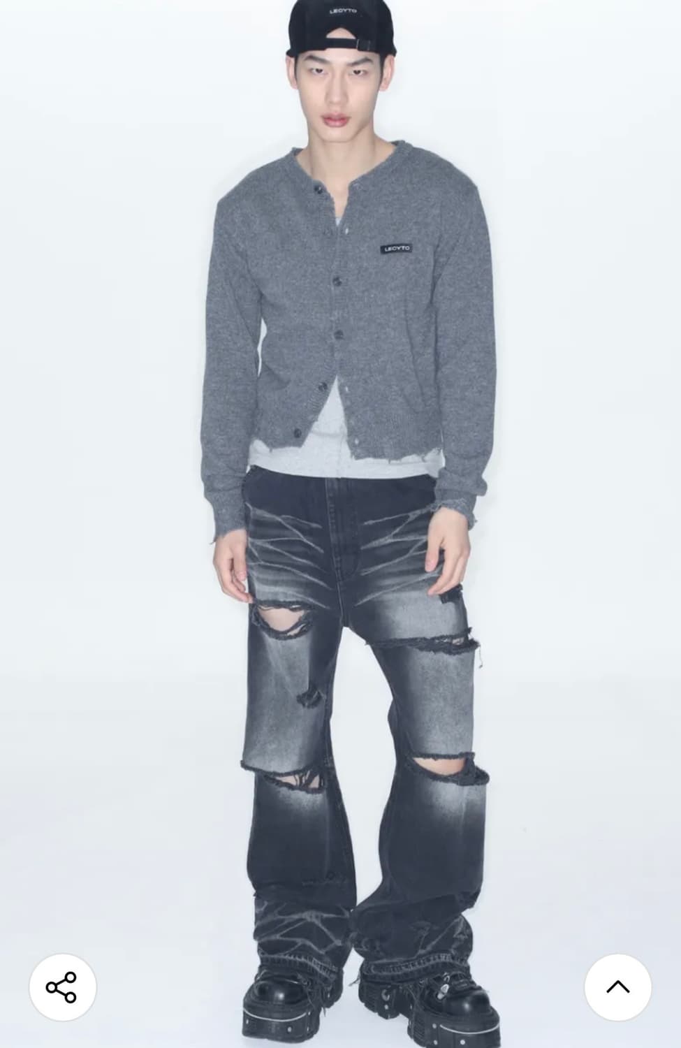 레씨토 디스트로이드 라운드 울 니트 가디건 그레이 free 상품이미지2