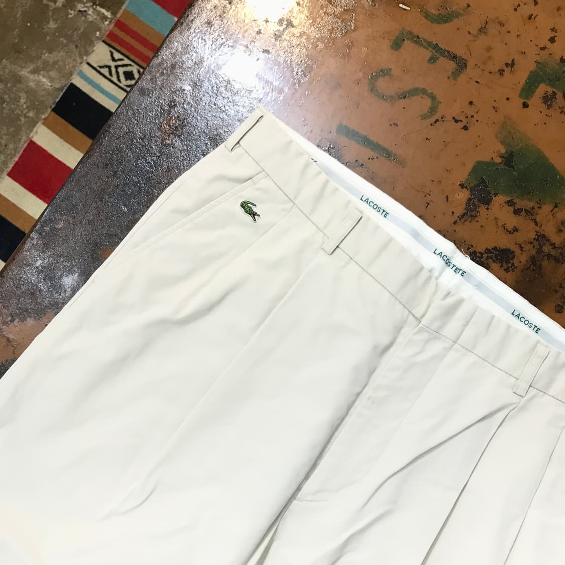 라코스테 아이보리 투턱 핀턱 코튼 치노 팬츠 면바지 허리 35 36 상품이미지4