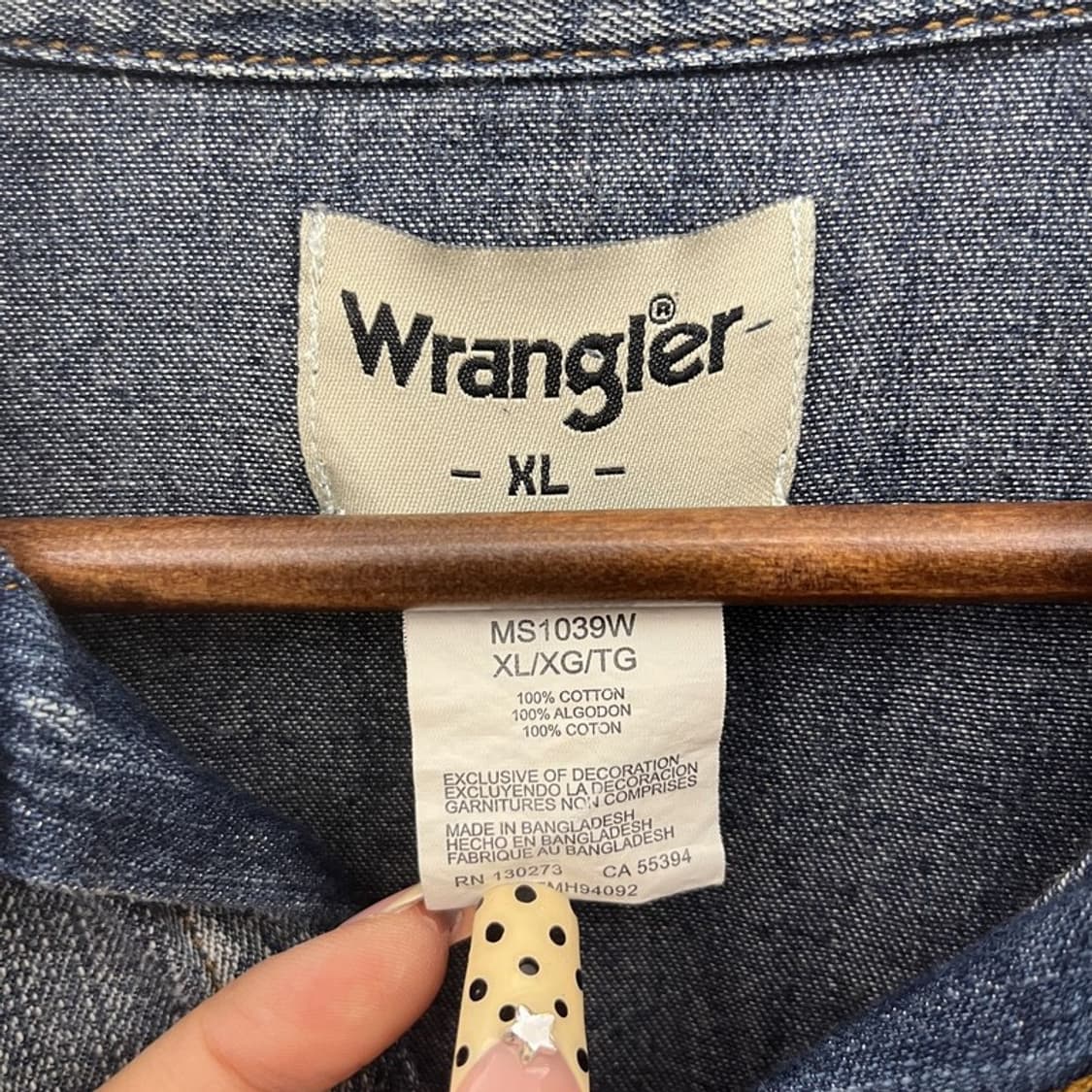 랭글러 웨스턴 컨트리 빈티지 워싱 데님 셔츠 XL C09760 상품이미지5