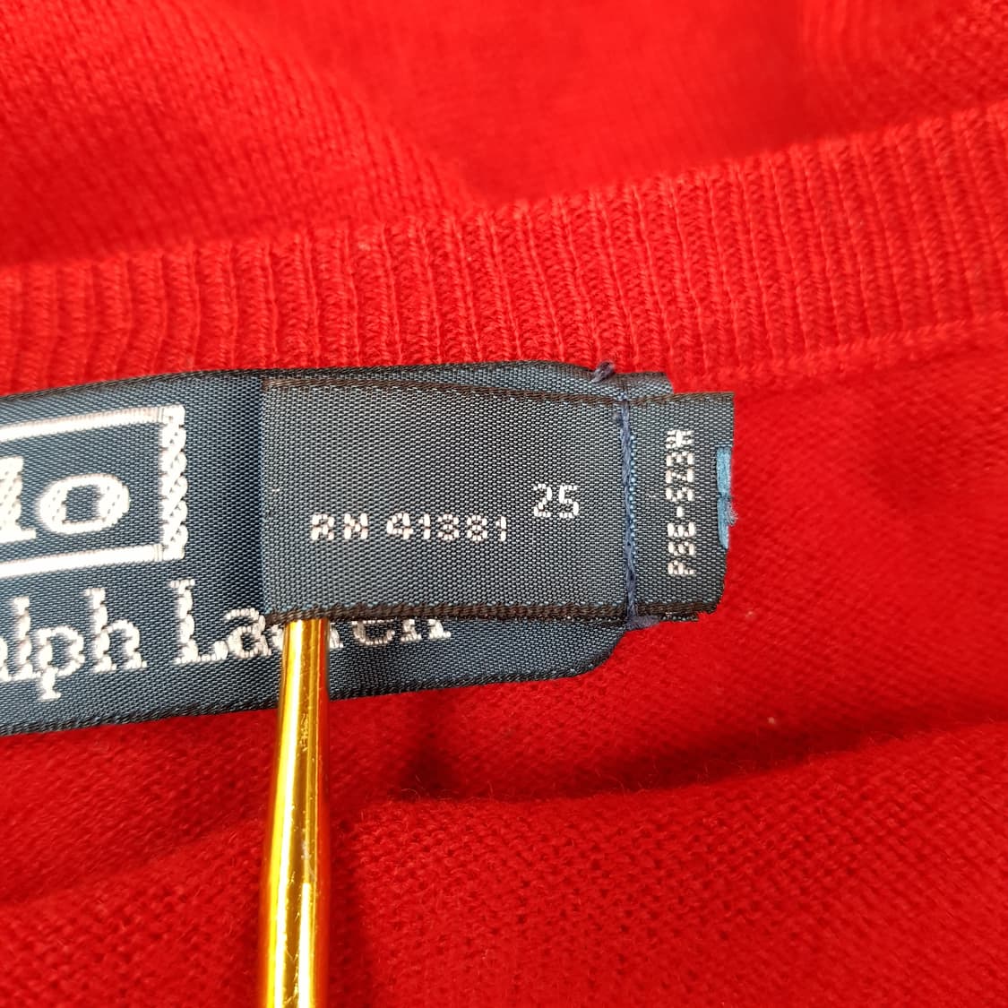폴로 랄프로렌 레드 브이넥 메리노 울 니트 XL사이즈 상품이미지6