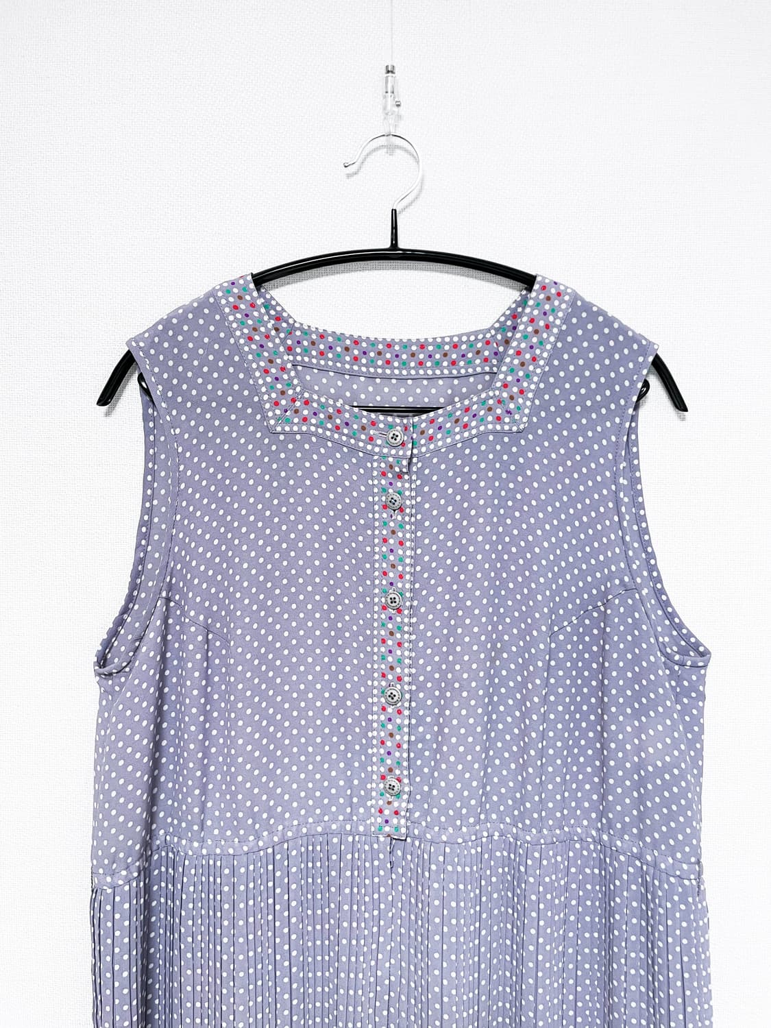Dot Pattern Long Dress - Purple Gray 상품이미지5