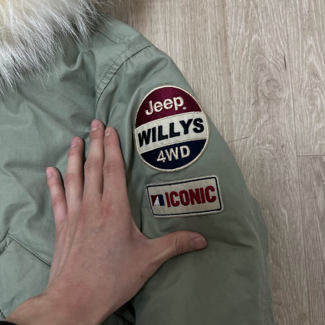 지프 덕다운 라쿤퍼 후드 야상 롱패딩 S/90  상품이미지3