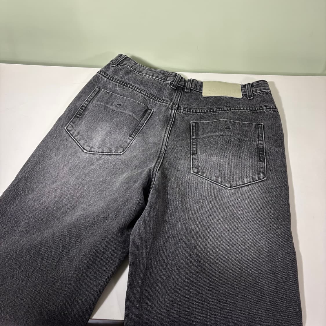 L 세터 흑청 세미와이드 워싱 데님팬츠 상품이미지4