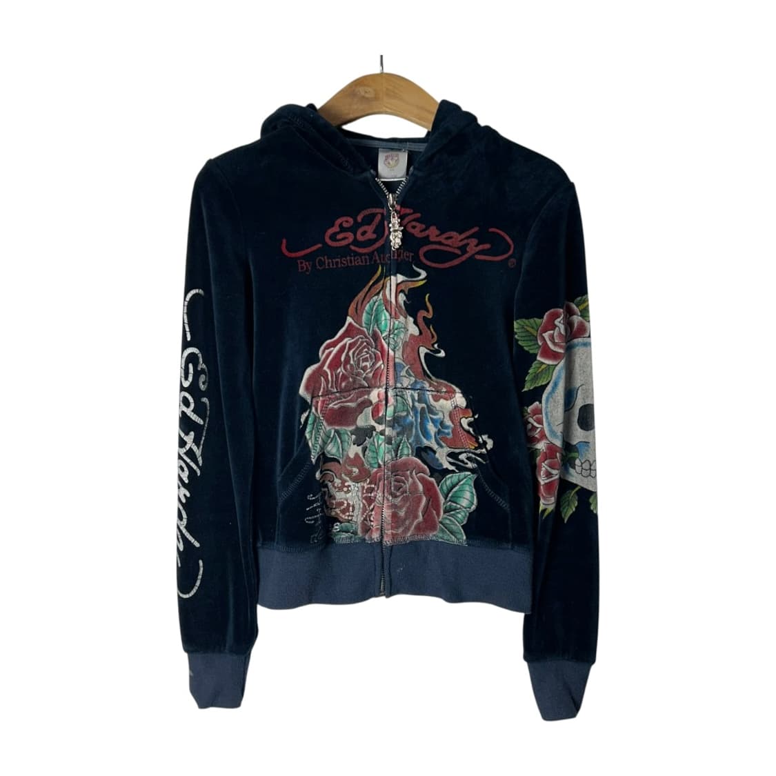 [Ed Hardy] 에드하디 오리엔탈 스컬 로즈 프린팅 벨벳 셋업 상품이미지1