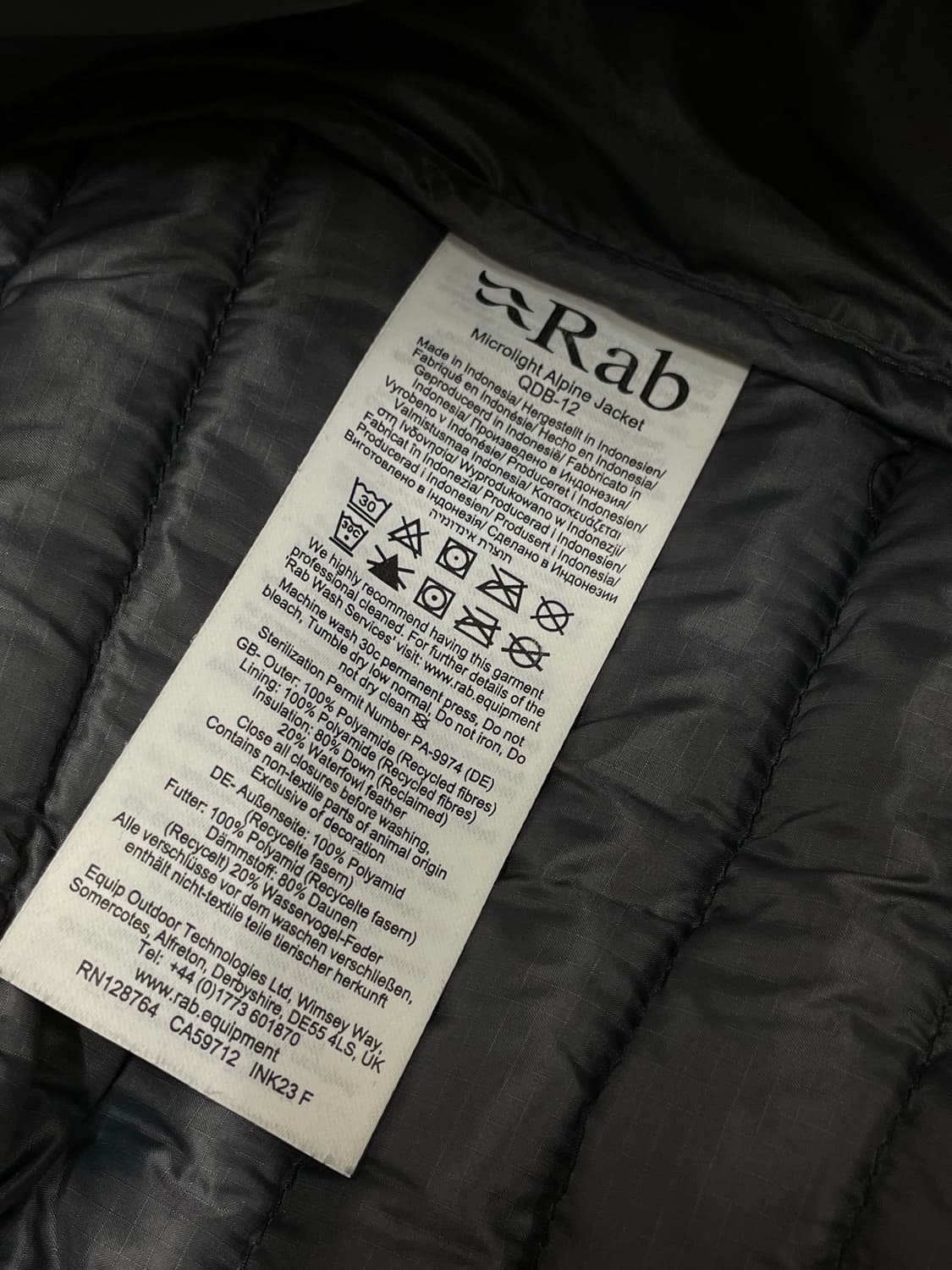 랩 마이크로 라이트 알파인 자켓 경량 패딩 블랙 남성용 XS 상품이미지5