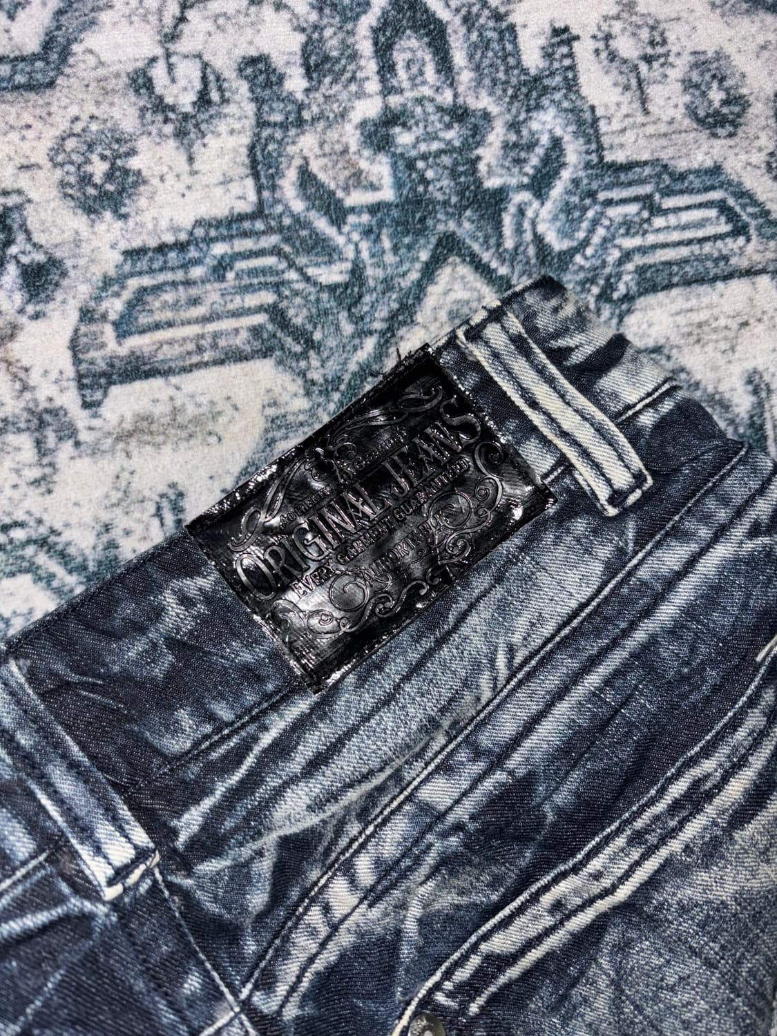 일본빈티지 Y2k 디트로이드 데미지 패치 데님 팬츠 상품이미지4