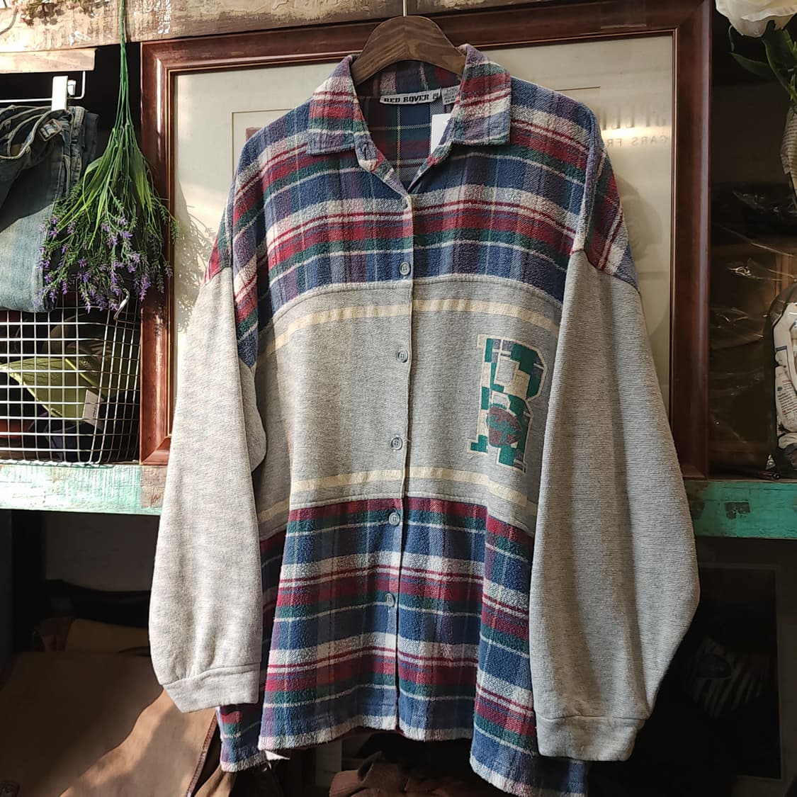 90s 아메리칸 빈티지 체크셔츠 루즈핏 스웻셔츠 윈도우 체크 xl 상품이미지2
