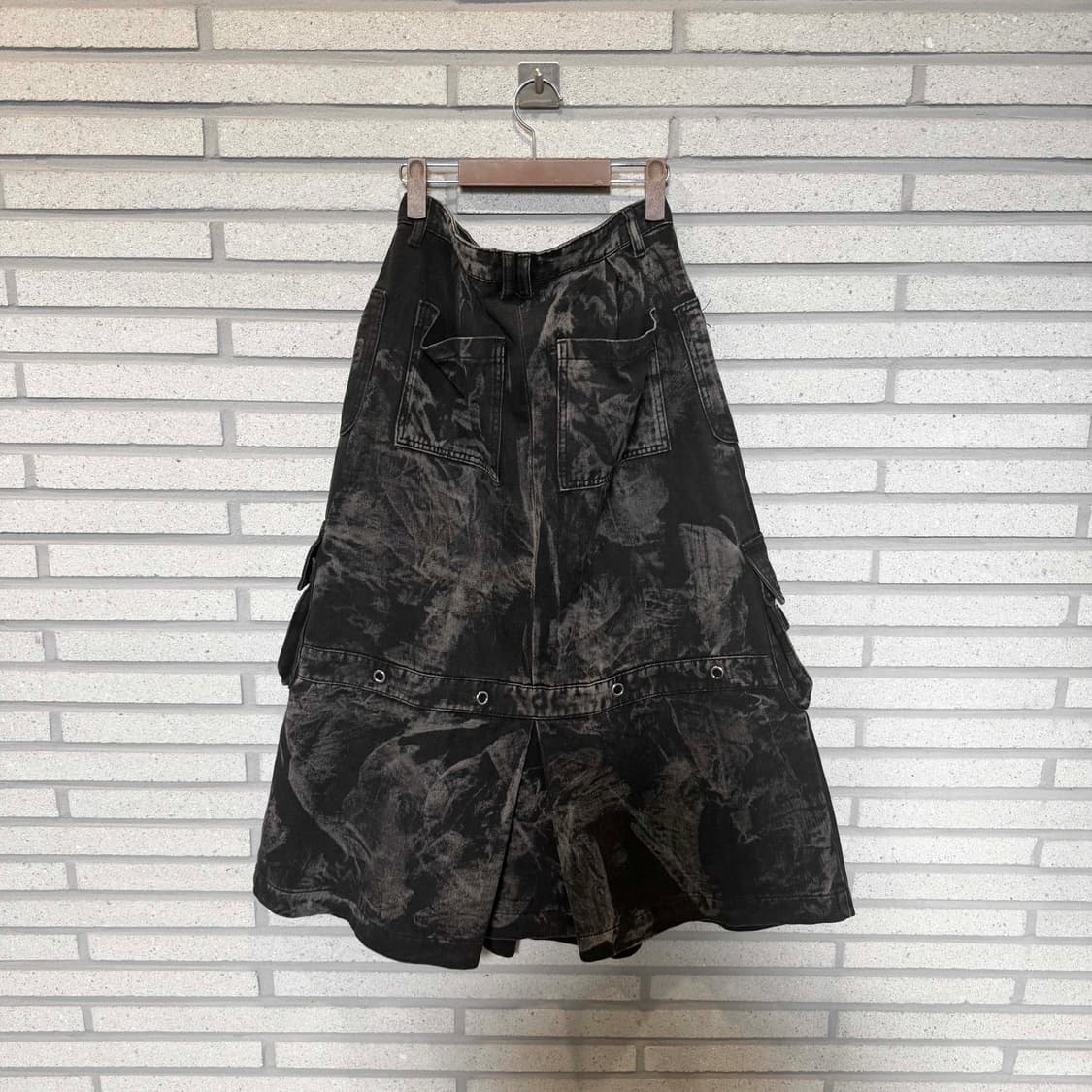 JPN VINTAGE 롱 스커트 카모 포켓 디테일 블랙 상품이미지2