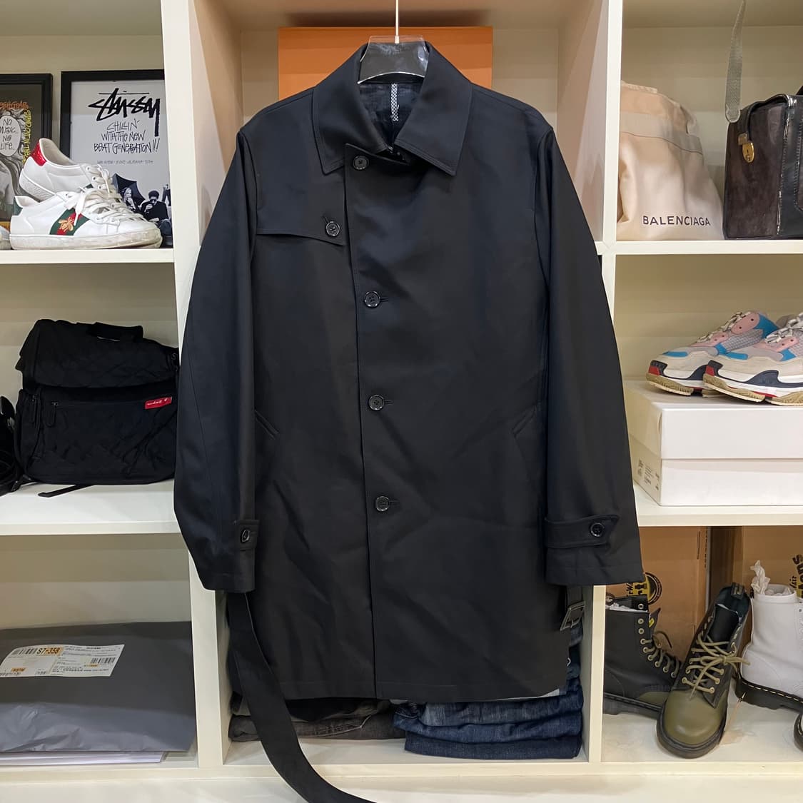 JPN VTG 블랙 트렌치 코트 L 상품이미지1