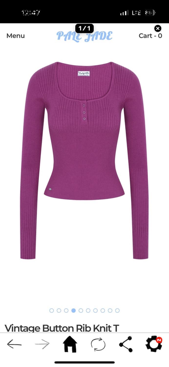 페일제이드 빈티지 버튼 립 니트 티 퍼플 1 상품이미지1