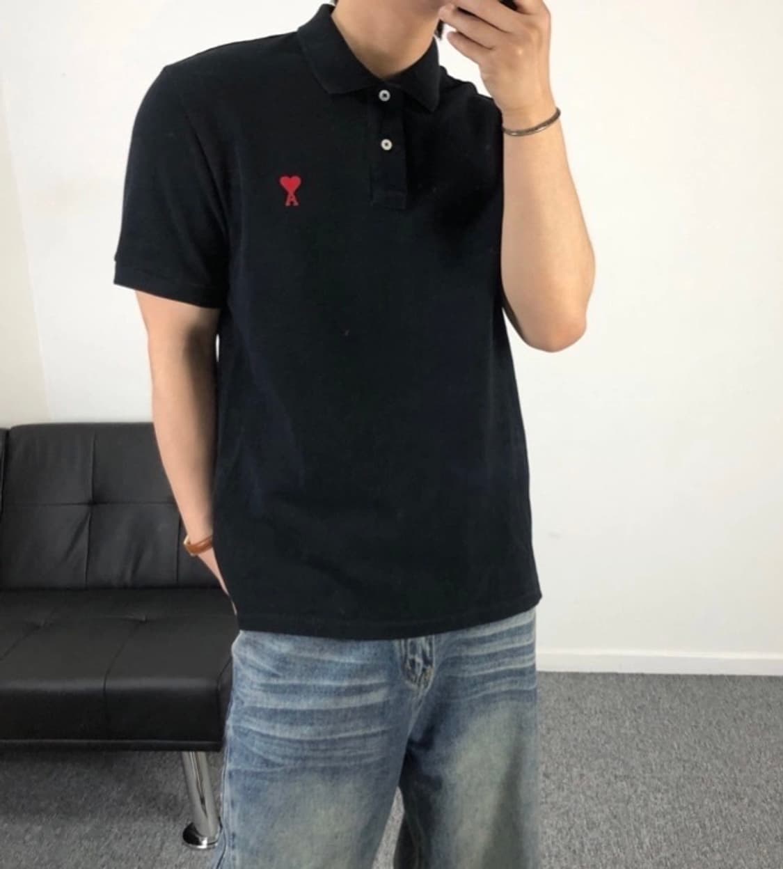아미 정품 스몰하트 pk티 블랙 상품이미지1