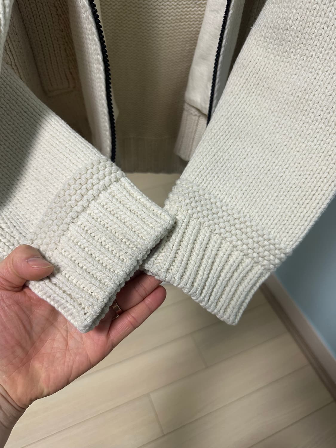 스톤아일랜드 아이보리 헤비 니트집업 L 사이즈 상품이미지10