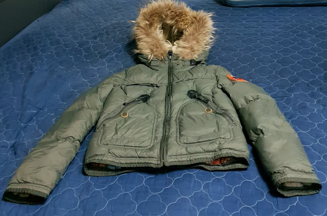 써스데이 아일랜드 빈티지 라쿤퍼 오리털 패딩 자켓 카키(S) 상품이미지1