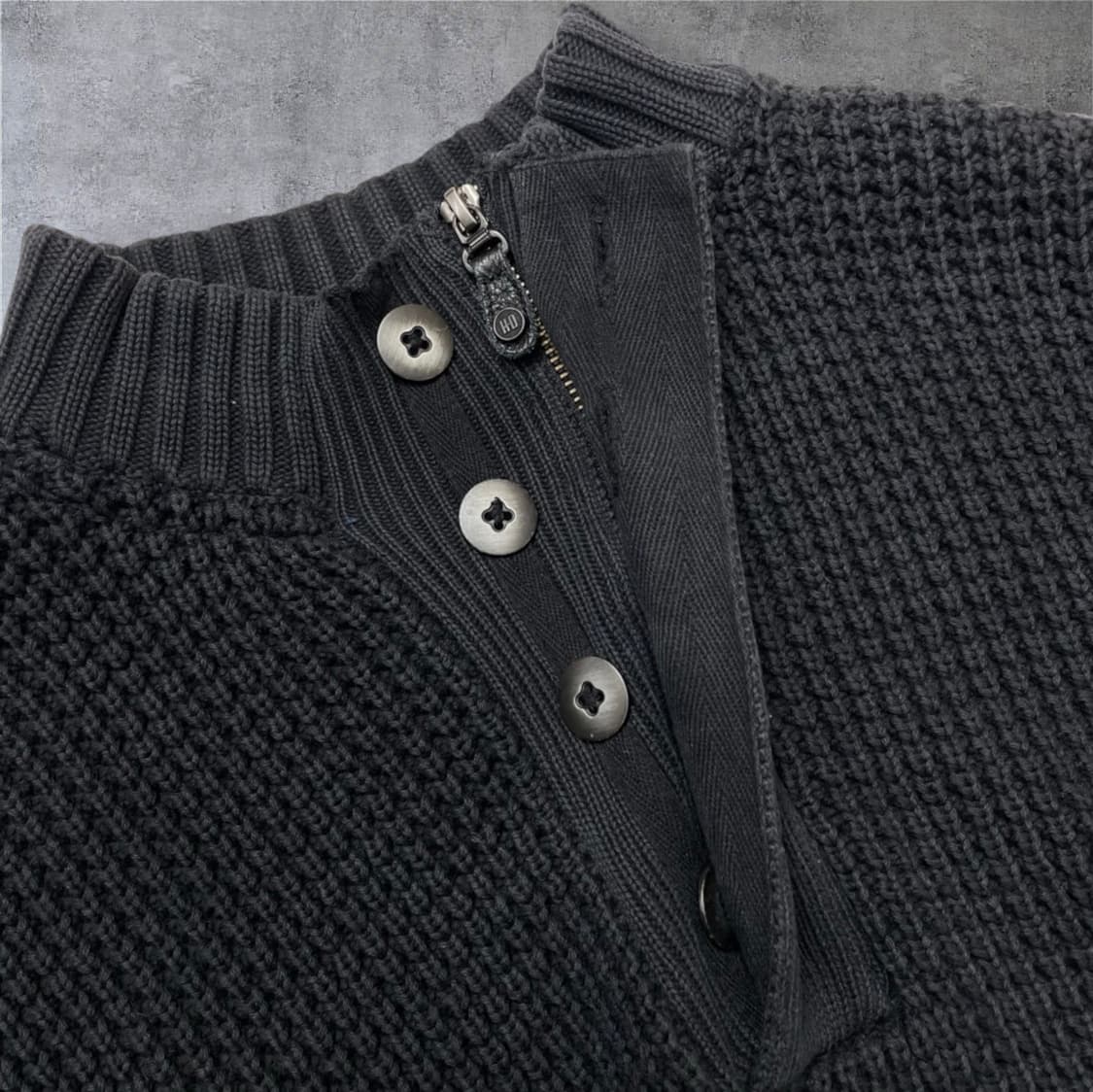 할리 데이비슨 Harley davidson 블랙 와플 하프넥 니트 M 상품이미지6