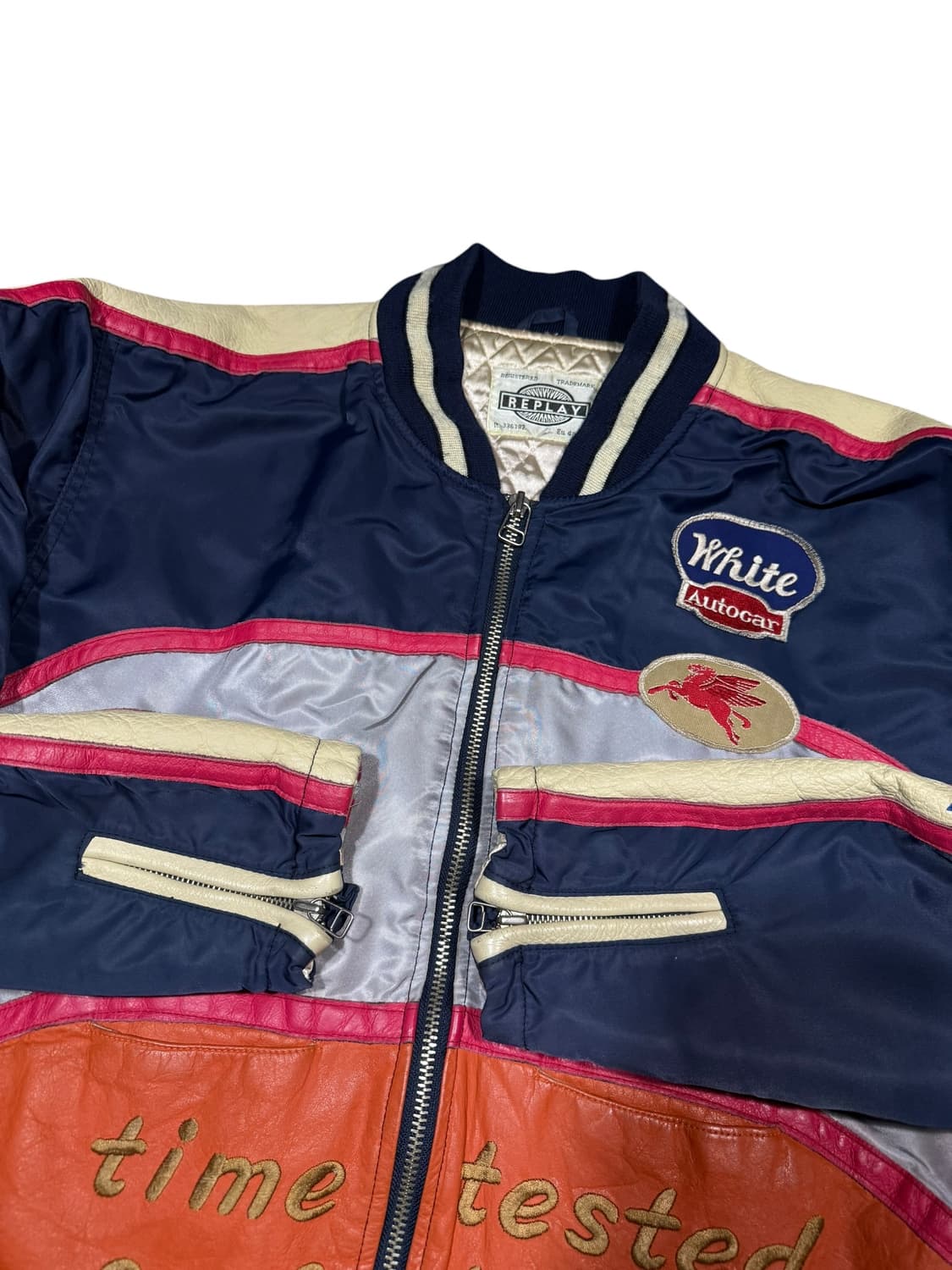 Replay 리플레이 빈티지 레더 나일론 바시티 자켓 상품이미지2