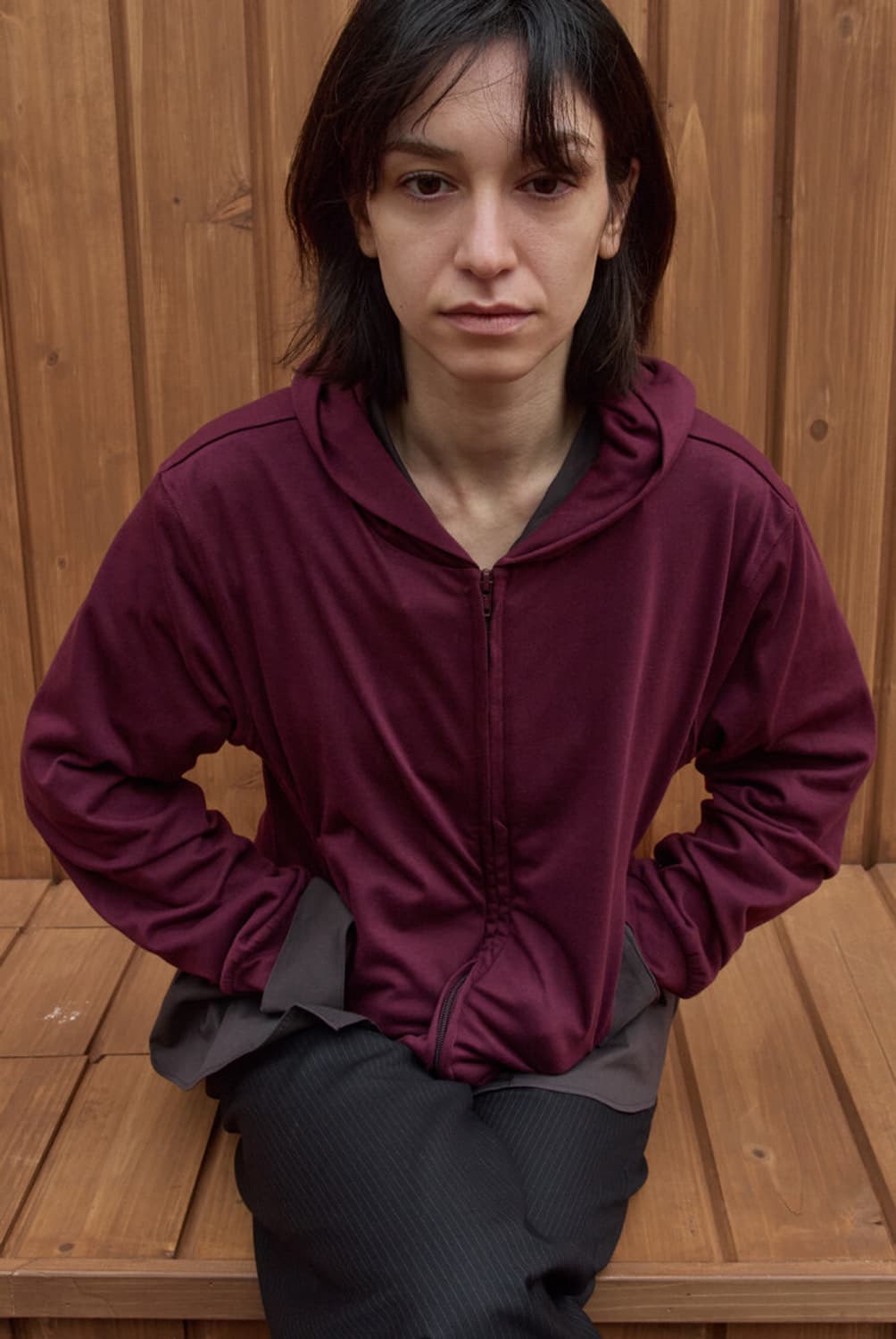 머듈 후드 집업 올리브 1사이즈 상품이미지4