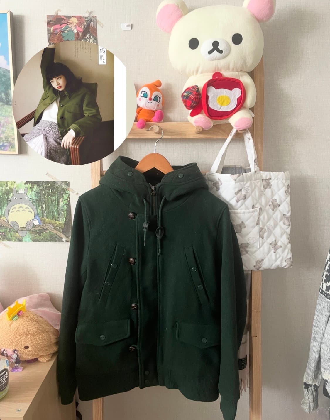 모리걸 빈티지 말차 후드 울코트 🌿💚 상품이미지1