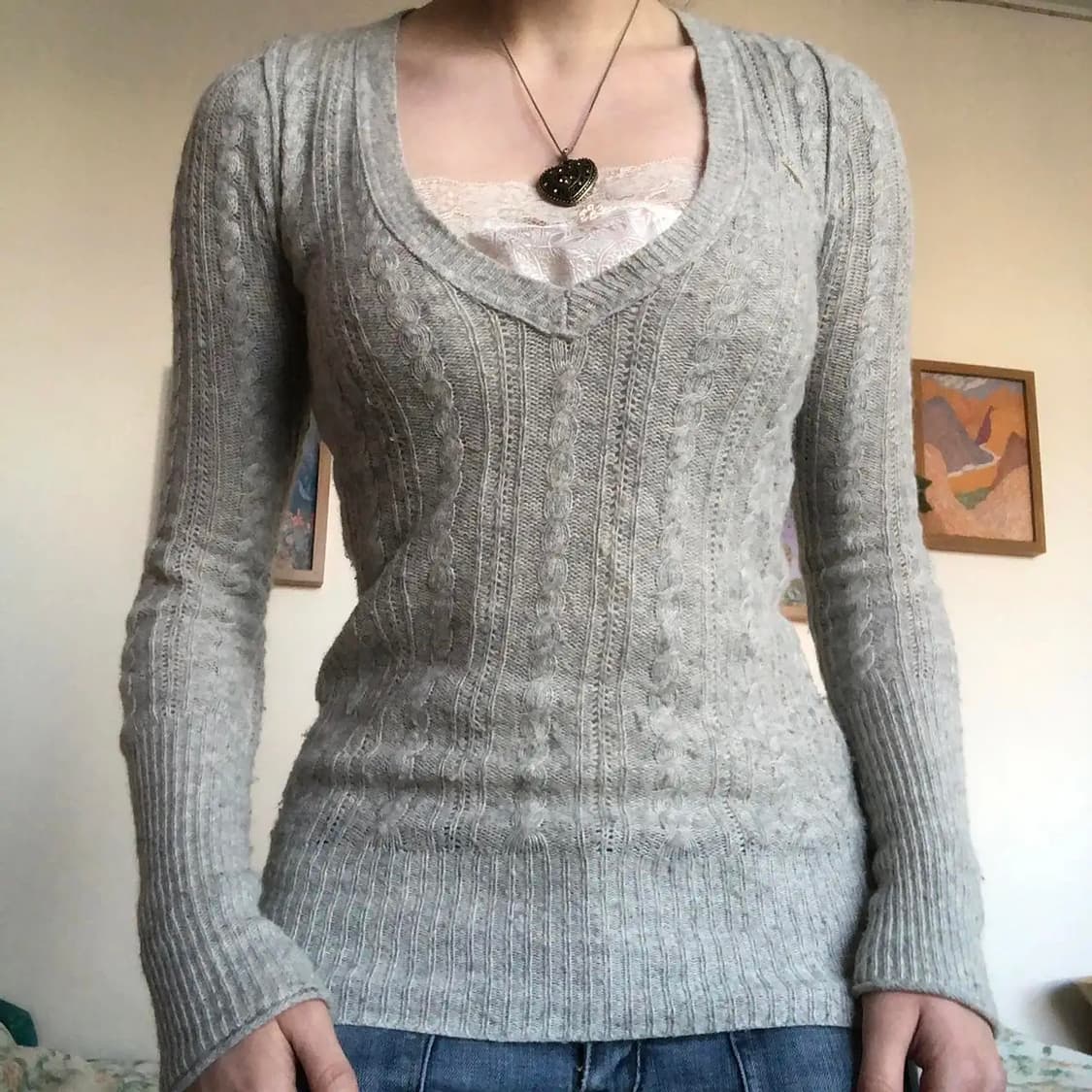 Aberrombie 아베크롬비 핀터깔 그레이 딱붙 니트아베니트 아베딱붙 상품이미지9